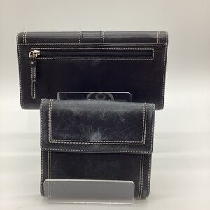 2151. Vintage Coach Black Wallet 2PC Set w/ Large Buckle VGUC